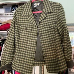 Beautiful deep green check wool blazer from Talbots - size 12.